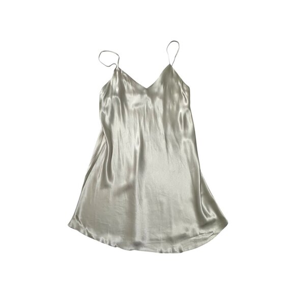 Vintage Vivine La Rinascente 100% Silk Slip Dress Silver Italy Size L - Picture 10 of 10